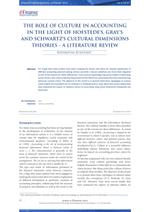 the role of culture in accounting in the light of hofstede's, gray's and