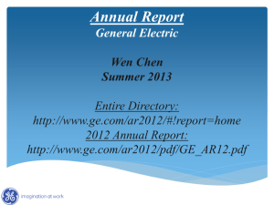 Annual Report General Electric Wen Chen Summer 2013 http://www