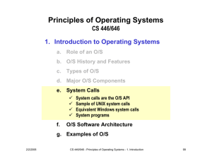 1. Introduction (4) - System Calls & O/S Architecture