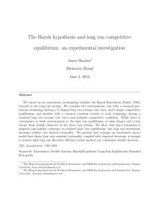 The Hayek hypothesis and long run competitive equilibrium: an