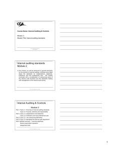 1 Internal auditing standards Module 2 Internal Auditing & Controls