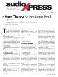 Horn Theory: An Introduction, Part 1