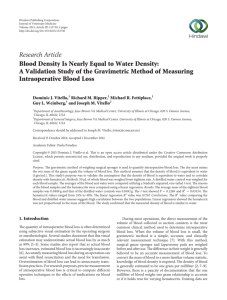 Research Article Blood Density Is Nearly Equal to Water Density: A