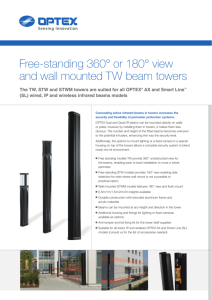 Free-standing 360° or 180° view and wall mounted TW beam towers