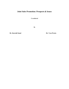 Joint Sales Promotion: Prospects & Issues