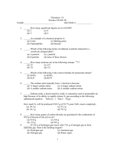 1 Chemistry 111 Practice EXAM 1B NAME: SECTION #: 1