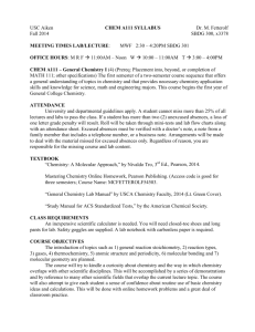 USC-Aiken GENERAL CHEMISTRY 111 SYLLABUS Dr. M. Fetterolf