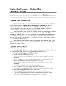 Engineering Processes – Student Shop Laboratory Manual