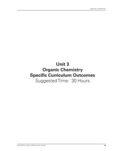 Unit 3 Organic Chemistry Specific Curriculum Outcomes Suggested