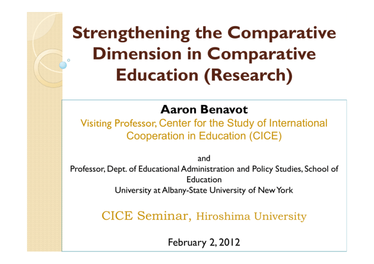 Strengthening The Comparative Dimension In Comparative Education