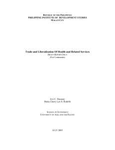 Trade and Liberalization Of Health and Related Services