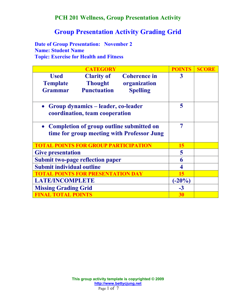 Group Activity Outline Template