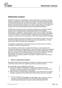 Stakeholder Analysis Stakeholder Analysis