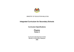 Integrated Curriculum for Secondary Schools Physics Form 5
