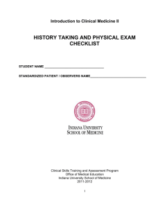 history taking and physical exam checklist