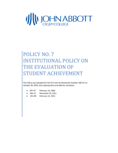 Institutional Policy on the Evaluation of Student Achievement IPESA