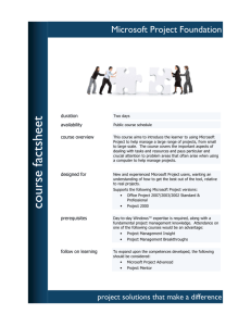 course factsheet - Project Learning