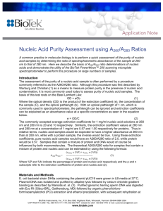 Nucleic Acid Purity Assessment using A260/A280 Ratios
