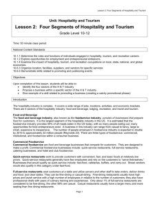 Lesson 2: Four Segments of Hospitality and Tourism