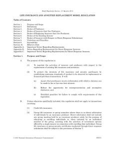 Life Insurance And Annuities Replacement Model Regulation