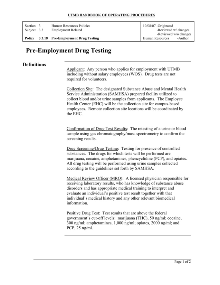 quest diagnostics pre employment drug test