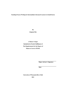 Teaching Process Writing for Intermediate/Advanced