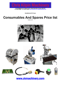 Consumables And Spares Price list