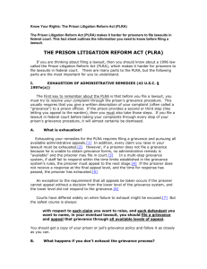 THE PRISON LITIGATION REFORM ACT (PLRA)
