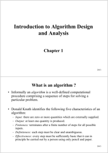 Introduction to Algorithm Design and Analysis