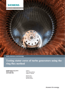 Testing stator cores of turbo generators using the ring flux