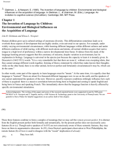 Chapter 1 The Invention of Language by Children