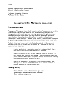 Management 405: Managerial Economics