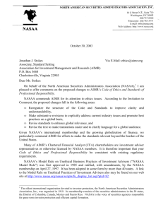 NASAA comments on the proposed changes to AIMR's Code of