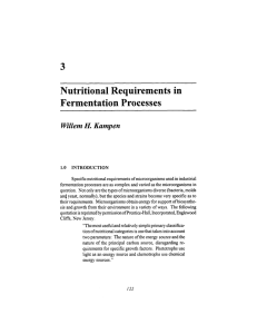 Nutritional Requirements in Fermentation Processes