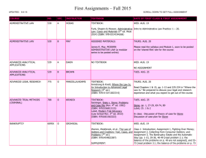 First Assignments – Fall 2015