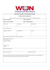 WUN RMP Application Form PhD