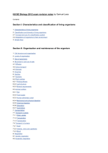 IGCSE Biology 2012 exam revision notes by Samuel Lees Section I