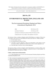 2014 No. 255 ENVIRONMENTAL PROTECTION, ENGLAND AND