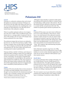 Polonium-210 Fact Sheet - Health Physics Society
