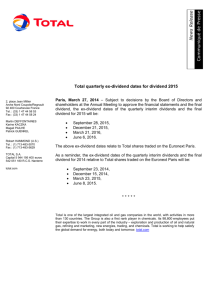 Total quarterly ex-dividend dates for dividend 2015
