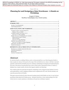 HW03 : Planning for and Designing a Data Warehouse