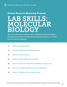 SRMP Lab Skills: Molecular Biology Curriculum