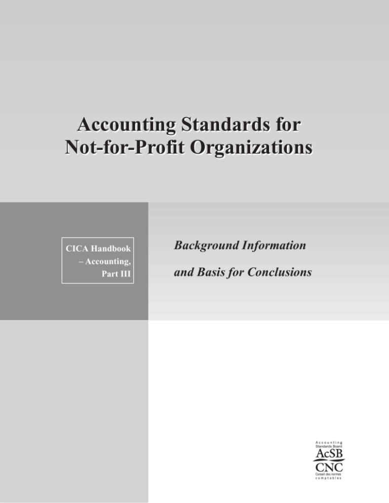 Accounting Standards for NotforProfit Organizations