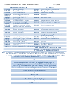 MCMASTER UNIVERSITY COURSES FOR CMA PREREQUISITE