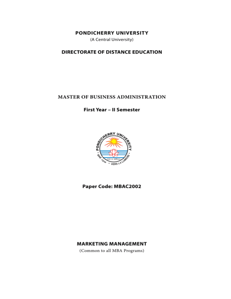 pondicherry university thesis format