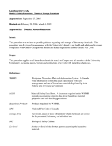 Chemical Storage Policy - Lakehead University: Human Resources