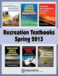 Recreation Textbooks Spring 2013 Recreation