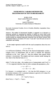 instrumental variable methods for the estimation of test score reliability