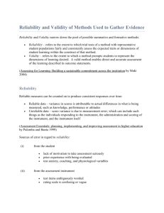 Reliability and Validity of Methods Used to Gather Evidence