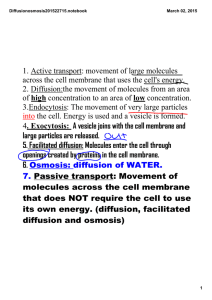 1. Active transport: movement of large molecules across the cell